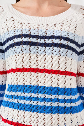 Pull Ras Du Cou En Coton Rayé Avec Détail En Torsades
-Royal