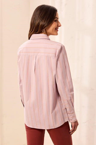 Chemise Boutonnée En Popeline Extensible À Rayures Tissées-Glace Violette