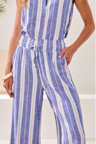 Flowy Linen Wide‑Leg Pants with Elastic Comfort Waist-Marina