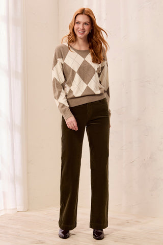 Pull Léger À Col Rond En Maille Argyle Avec Clous-Avoine