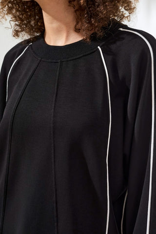 Techno Lux Crew Dolman Top Contrast-Black