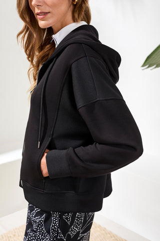 Techno Lux Hooded Cardigan Combo-Black