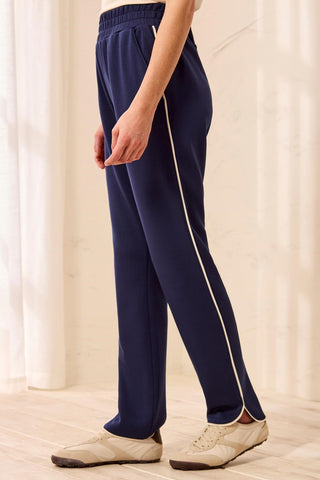 TECHNO LUX Jogger Pants With Contrast Piping And U-Hem-Jet blue