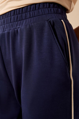 TECHNO LUX Jogger Pants With Contrast Piping And U-Hem-Jet blue