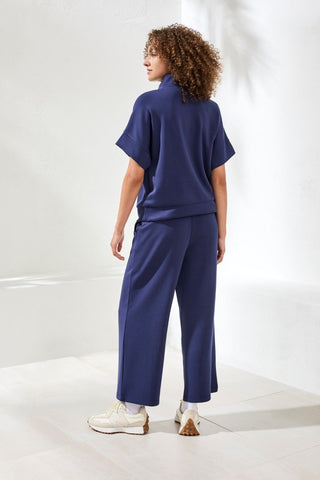 Techno Lux Mock Neck Zip Top-Jet blue