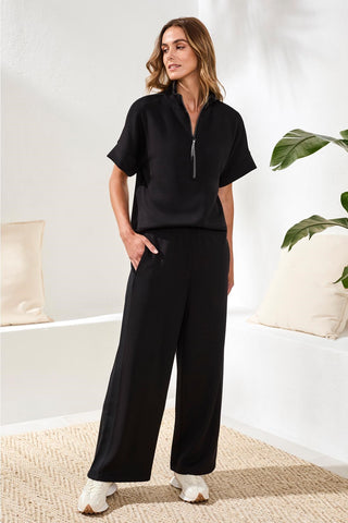 Techno Lux Scuba Pants With Waistband-Black
