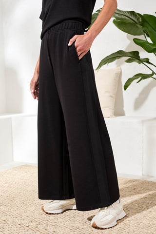Techno Lux Scuba Pants With Waistband-Black