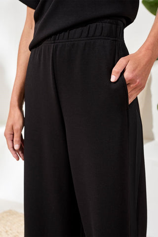 Techno Lux Scuba Pants With Waistband-Black