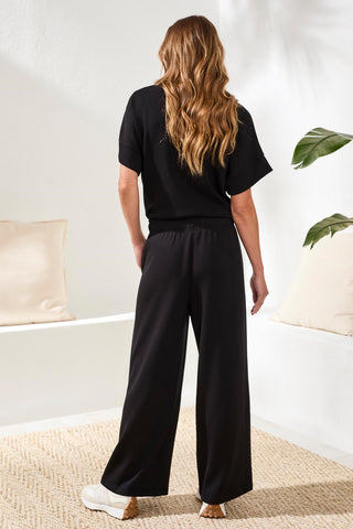 Techno Lux Scuba Pants With Waistband-Black
