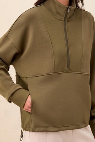 TECHNO LUX Quarter-Zip Funnel Neck Pullover-Basil