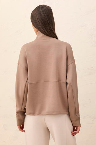 TECHNO LUX Quarter-Zip Funnel Neck Pullover-Fossil