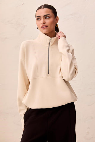 TECHNO LUX Quarter-Zip Funnel Neck Pullover-Moonstone