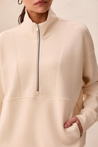 TECHNO LUX Quarter-Zip Funnel Neck Pullover-Moonstone