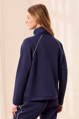 TECHNO LUX Pop Over Quarter Zip Pullover-Jet blue