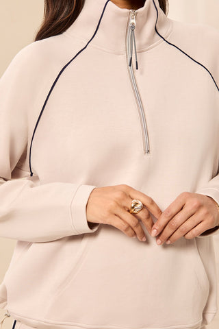 TECHNO LUX Pop Over Quarter Zip Pullover-Sanddune
