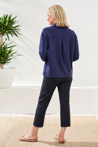Techno Lux Scuba Johnny Collar Top-Jet blue