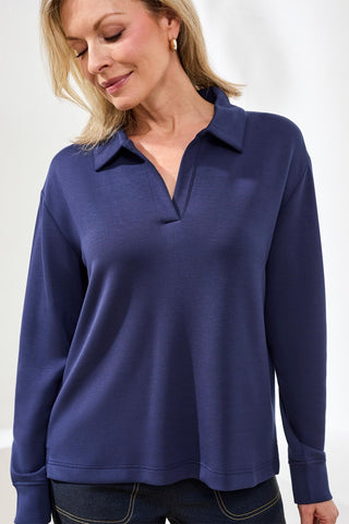 Techno Lux Scuba Johnny Collar Top-Jet blue