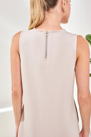 Techno Lux Scuba Shift Dress Back Zipper-Sanddune