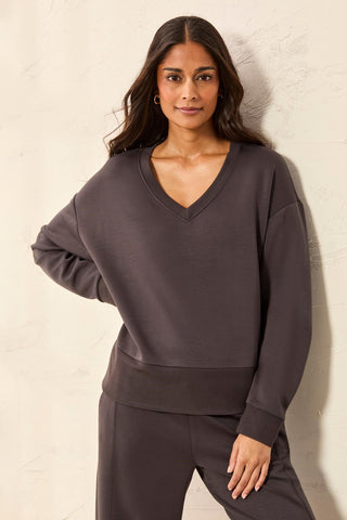 TECHNO LUX V-Neck Drop Shoulder Pullover-Tornado