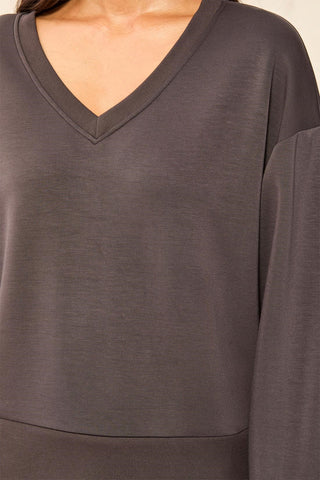 TECHNO LUX V-Neck Drop Shoulder Pullover-Tornado