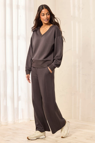 TECHNO LUX V-Neck Drop Shoulder Pullover-Tornado