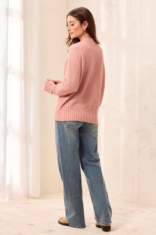 Pull Col Rond Texturé À Épaules Tombantes-Macaron melange