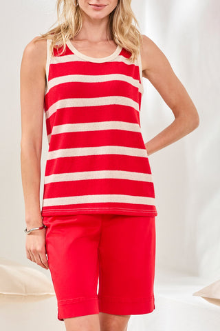 Super Soft Terry Cloth Stripe Crew Neck Cami-Sangria