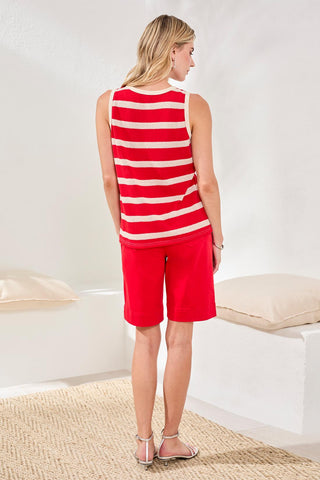 Super Soft Terry Cloth Stripe Crew Neck Cami-Sangria