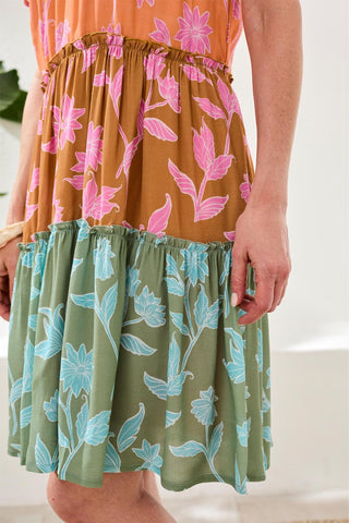Tiered Printed Crepe Mini Dress-Wisteria