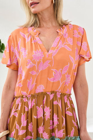 Tiered Printed Crepe Mini Dress-Wisteria