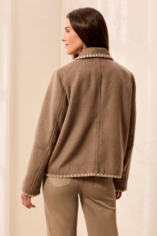 Topstitch Soft Wool-Blend Snap Front Jacket-Fossil