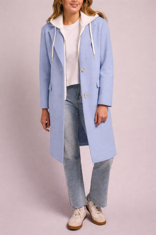 Trench Coat With Fooler Hoodie-Glazierblue