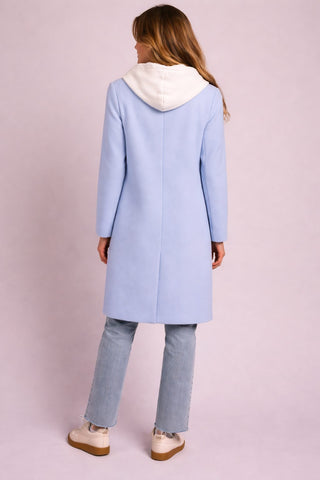 Trench Coat With Fooler Hoodie-Glazierblue