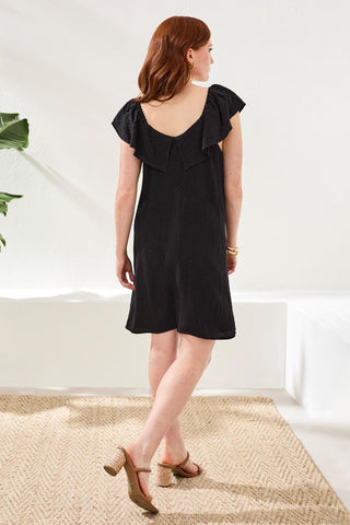 Wear Two-Way Ruffle Neck Midi Dress-Black