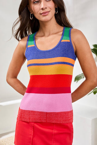 Textured U-Neck Colorblock Sweater Cami-Mojitomulti