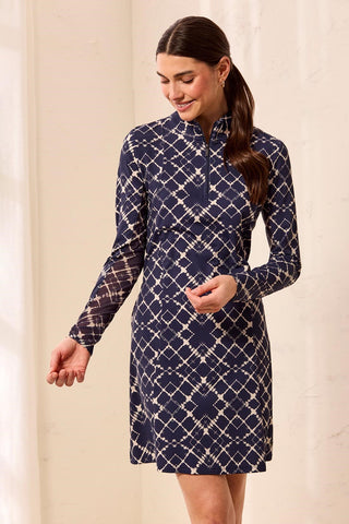 UPF 50+ High Performance Mesh Insert Quarter-Zip Sport Dress-Estateblue
