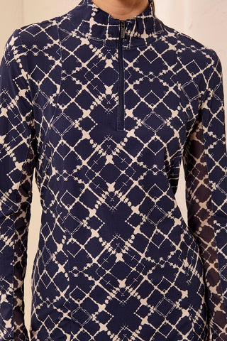 UPF 50+ High Performance Mesh Insert Quarter-Zip Sport Dress-Estateblue