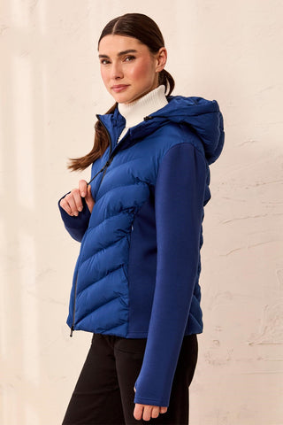Water Repellent Hybrid Puffer Jacket With Hood-Estateblue