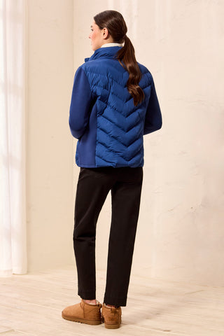 Water Repellent Hybrid Puffer Jacket With Hood-Estateblue
