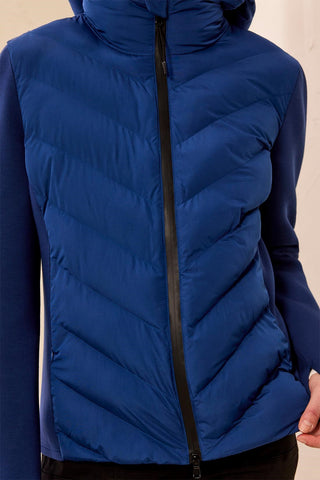 Water Repellent Hybrid Puffer Jacket With Hood-Estateblue