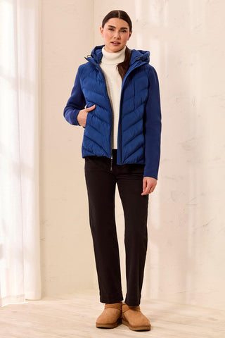 Water Repellent Hybrid Puffer Jacket With Hood-Estateblue