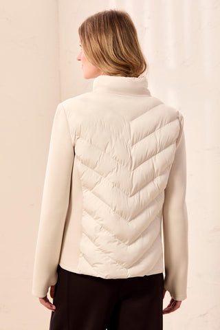 Water Repellent Hybrid Puffer Jacket With Hood-Moonstone