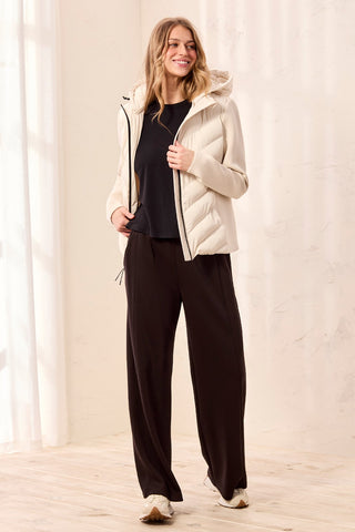 Water Repellent Hybrid Puffer Jacket With Hood-Moonstone