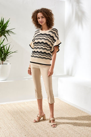 Wave Jacquard Knit Sweater with Refined Tipping-Canvas