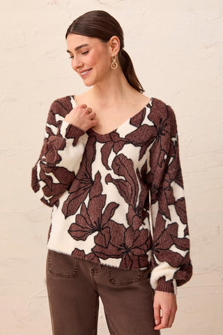Wear 2 Ways Front To Back Sweater-Saddlebrown