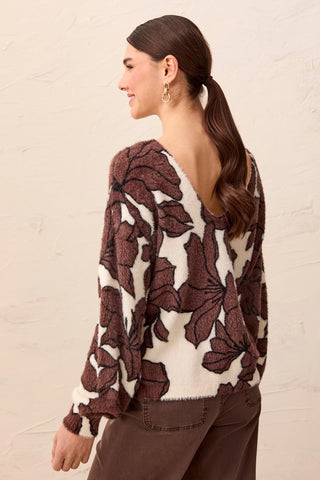 Wear 2 Ways Front To Back Sweater-Saddlebrown