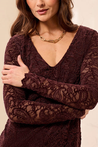Wear 2 Ways Long Sleeve Velvet Lace Dress-Terra