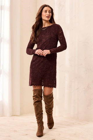 Wear 2 Ways Long Sleeve Velvet Lace Dress-Terra