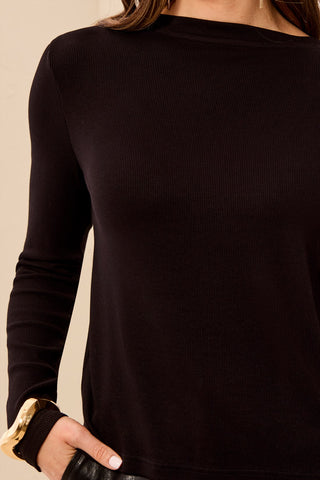 Wear Two Ways Long Sleeve Button-Front Knit Top-Black