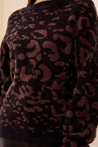 Wear Two Ways Textured V-Neck Button At Back Knit Sweater-Saddlebrown
